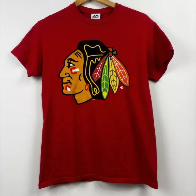 Chicago Blackhawks NHL Majestic T Shirt Size S Mens Red