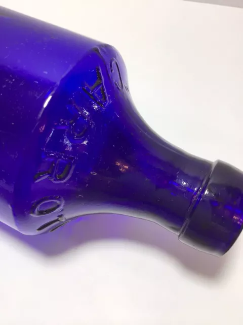 Nice COBALT BLUE Embossed CARROTINE Poison Medicine Bottle C1910