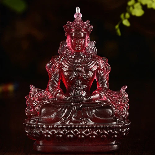 4" Asian Antique Tibet  Handmade LIULI glaze Amitayus Buddha statue