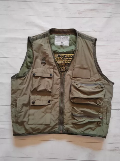 Men's Vintage Avirex US Navy USS Saratoga Flight Deck Tactical Vest Jacket Sz L