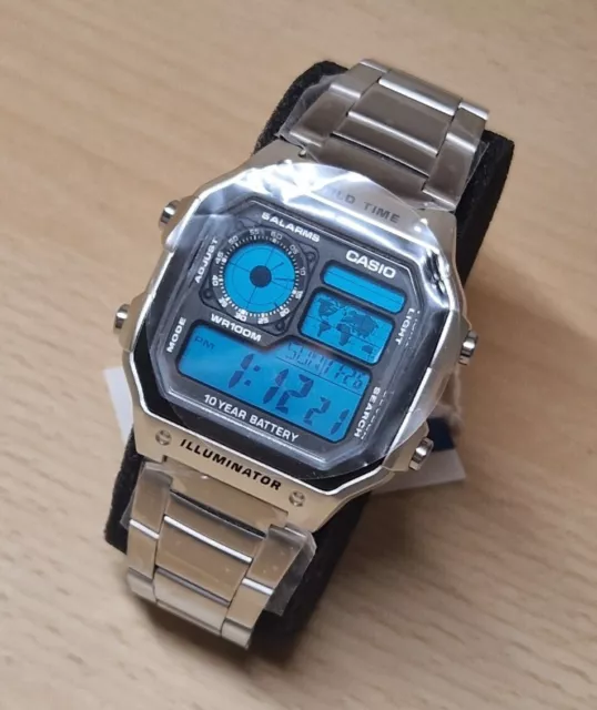 CASIO BLUE WORLD Time Illuminator Royale AE 1200WHD 1AVEF Digital Watch Mod 74.95 PicClick UK
