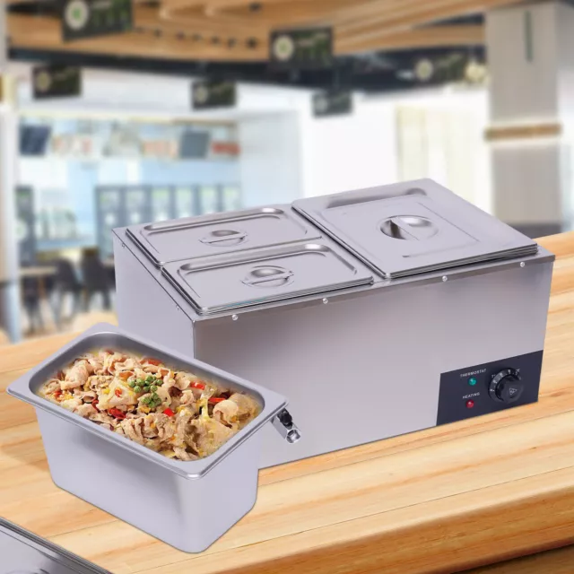 Stainless Steel Countertop Food Warmer Commercial Catering Display Steam Table
