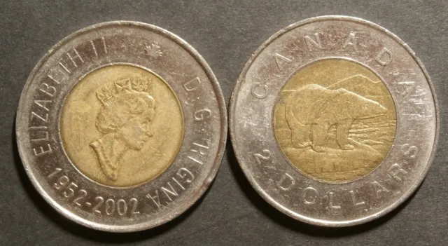 CANADA 2000 - $2 , Queen Elizabeth II / 1952-2002 50th Anniversary Reign