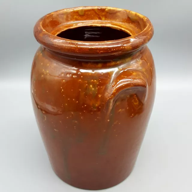 Primitive 1/2-Gallon Crock by Hewell's Pottery, Gillsville Georgia, 7.4" Tall