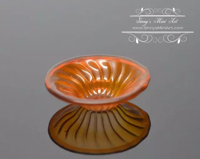 1:12 Dollhouse Miniature Crystal Amber Glass Flared Platter BD HB038