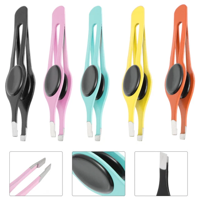 5 piezas clip de cejas con soporte de goma aguja para extraer acné rasgaduras de cabello señorita