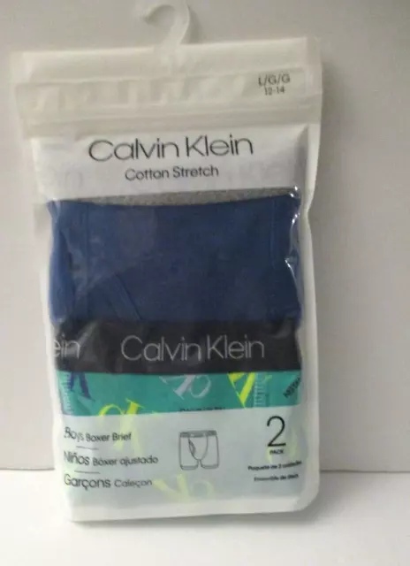 Calvin Klein boys cotton stretch boxer briefs 2 pack size L 12/14