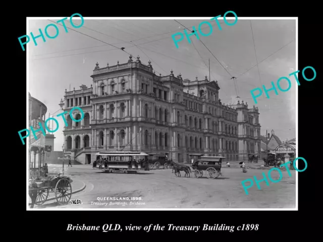 OLD LARGE HISTORIC PHOTO OF BRISBANE QLD VIEW OF THE TREASURY BUILDING c1898