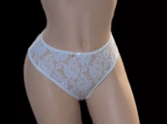Vanity Fair Vintage White Lace Silky High Waisted Nylon Panties Womens 5 NOS 3