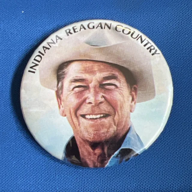 Reagan Country Indiana campaign pin button political 1984