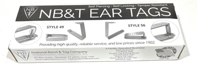 NB&T Ear Tags Style 49 56 Z888-00-VAC-46 VWV 7401 Thru 7500 (10 Boxes)