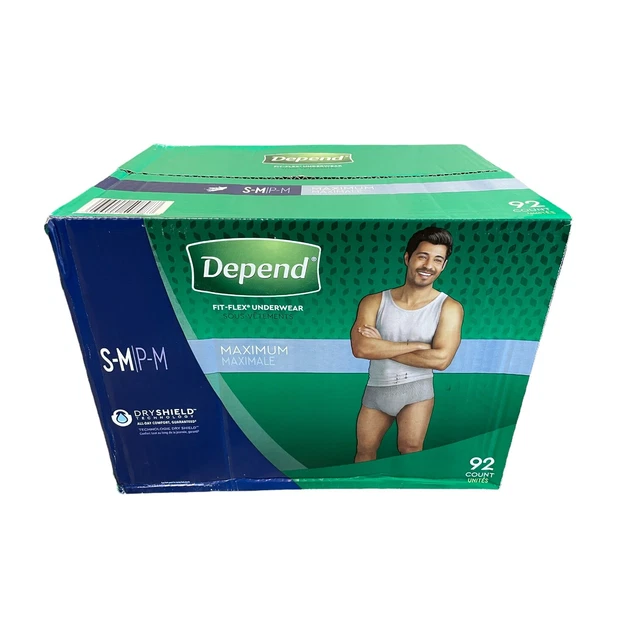 DEPEND FITFLEX SMALL/MEDIUM Maximum Absorbency Underwear for Men, 92