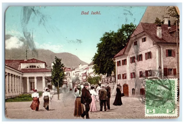 1909 Crowd Road Scene Bad Ischl Upper Austria Austria Posted Antique Postcard
