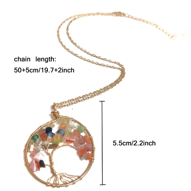 Amethyst Gem Stone Tree Of Life Water-Drop Necklace Chakra Reiki Healing Amulet 2