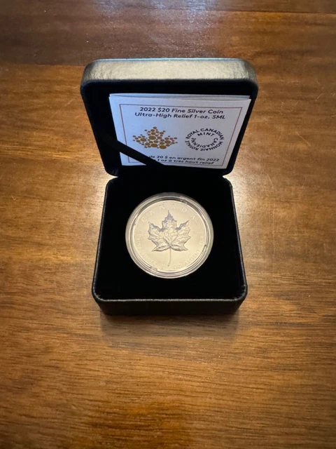 2022 Ultra-High Relief Silver Maple Leaf UHR SML $20 1 OZ Pure Silver Proof Coin