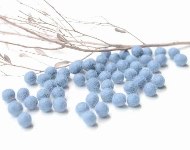 1cm LIGHT BLUE Felt Balls x50.Wool.Party.Pom poms.Felt Ball.Wholesale Bead.Craft