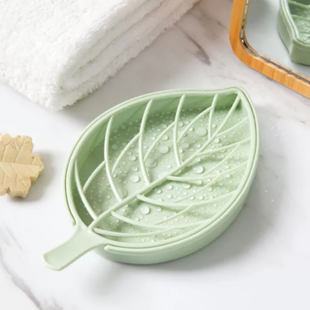 Leaf Shape Soap Holder Bathroom Soap Box Non Slip Soap Tray Draining Container