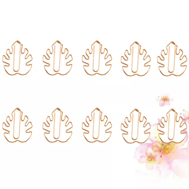 10 Pcs Creative Clips Paper Gold Leaf Shaped Office Supplies School Banquet Pin