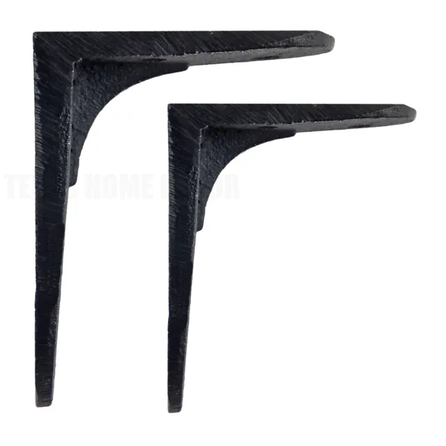 2 Simple Cast Iron Black Shelf Brackets Corner Brace Antique Style 3 x 3.5 inch