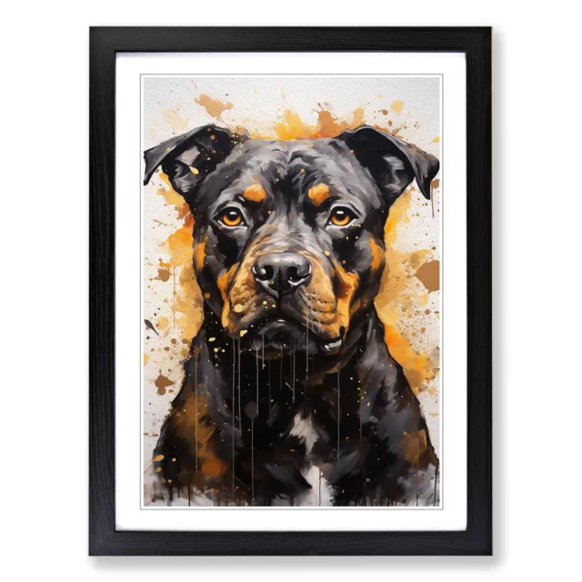 Staffordshire Bull Terrier Hard Edge Wall Art Print Framed Canvas Picture Poster