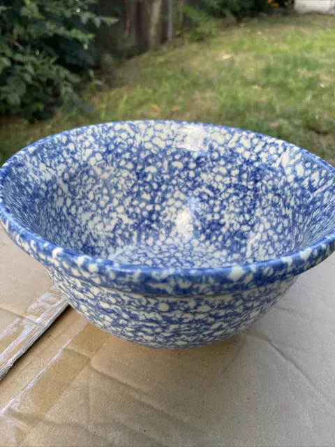 Roseville Pottery The Workshop Gerald E. Henn blue Spongeware 10" Mixing bowl