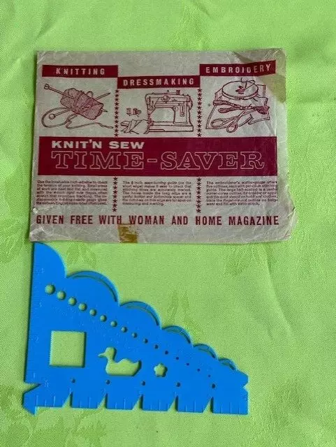 Vintage Sewing Tool Dritz Sew eez Button Gauge & Point Turner Ruler Aqua  Plastic