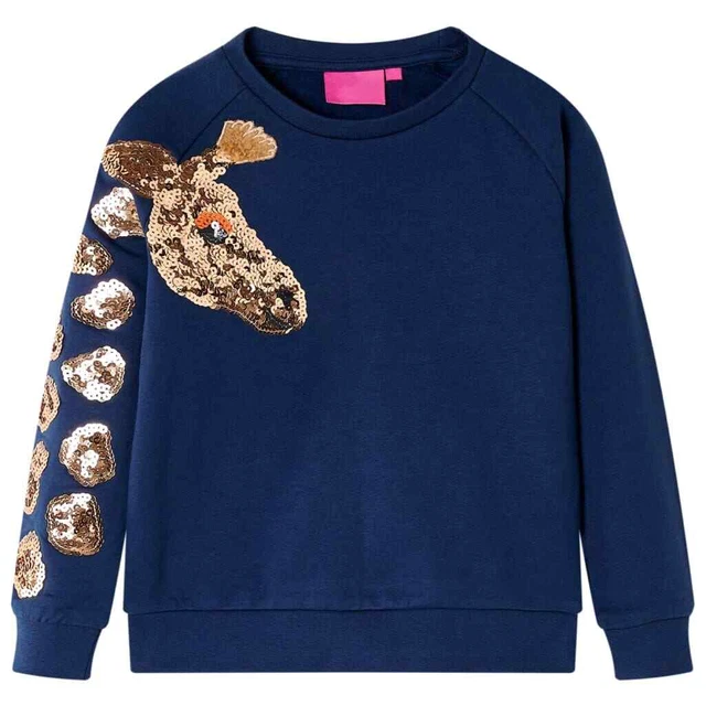 Felpa per Bambini Giraffa con Paillettes Blu Marino 128 vidaXL