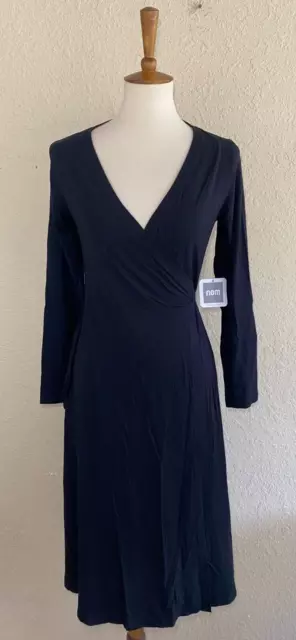 NOM Womens Tessa Maternity + Nursing Wrap Dress Black Size Small 2