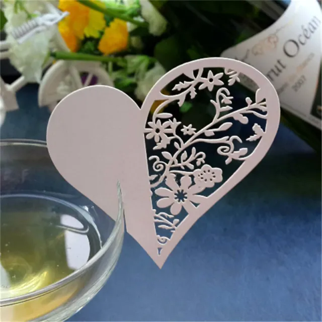 Hot Love Heart Name Place Card Holder Wedding Party Table Wine Glass Decor-wf