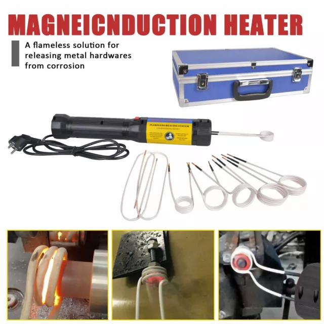 1000W Magnetic Induction Heater Tool Kit Bolt Remover Flameless Heat W/ Coils