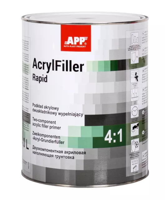 APP 020429 RAPID Acrylfüller 4:1 - 2K HS Grundierung grau 4,0 L | schnell Füller