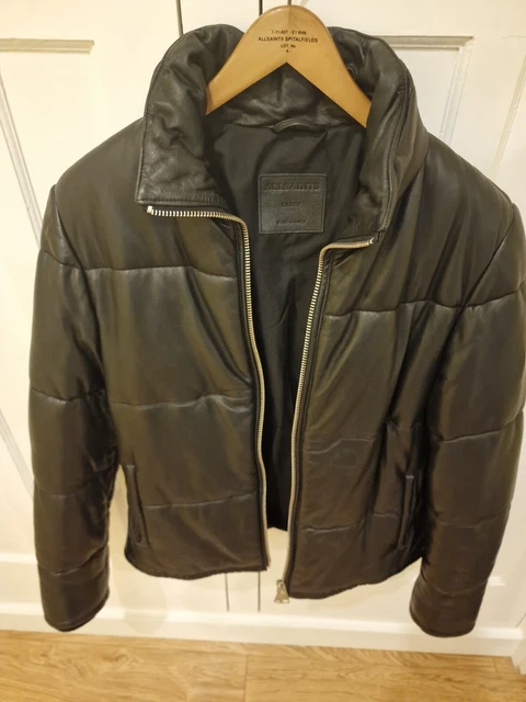 all saints leather jacket mens large