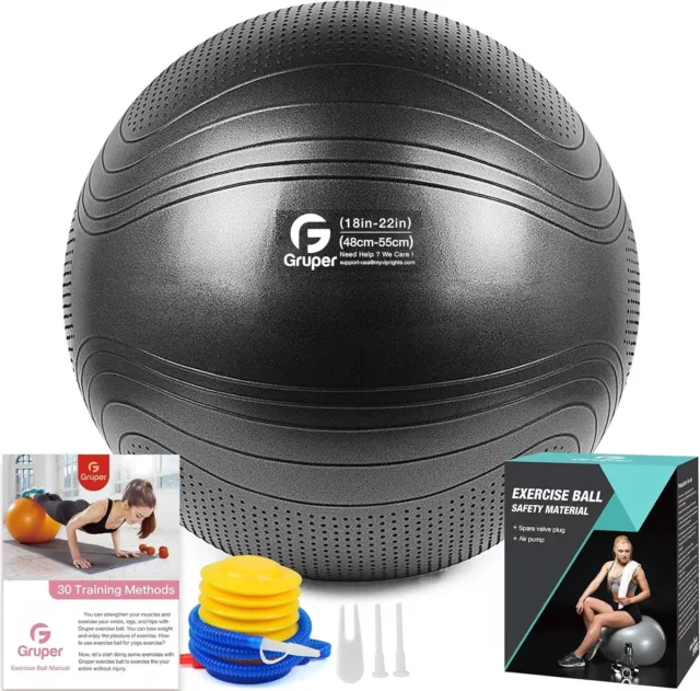 Gruper Exercise Yoga Swiss Ball Gym Fitness Pregnancy Birthing Anti Burst 55cm