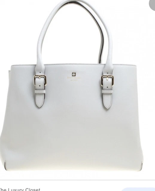 Kate Spade Cove Street Airel Leather Tote Shoulder Bag Light Gray Large