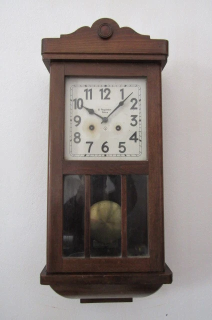 Antiguo reloj de pared alemán mecánico con campanadas año 1910 a 1920 y funciona