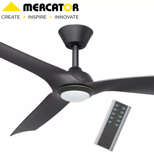 MERCATOR TRINIDAD III BLACK DC CEILING FAN WITH LED LIGHT AND REMOTE 1300mm -...