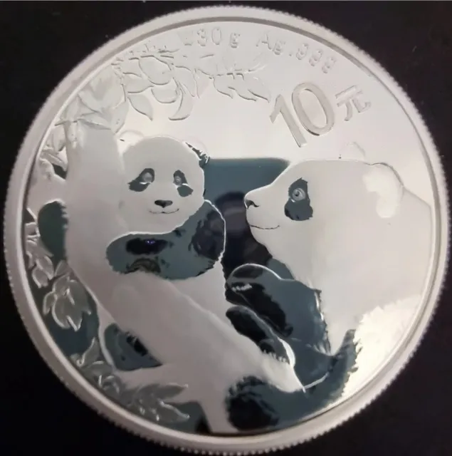 2021 China 1 oz Chinese Panda 1oz fine silver 999 BU bullion coin with spots