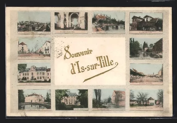 CPA Is-sur-Tille, La Gare, Hotel du Chalet, Chateau de la Tour