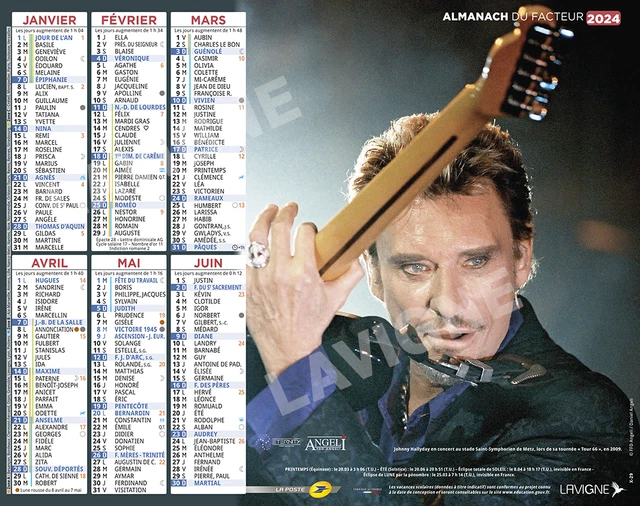 CALENDRIER JOHNNY HALLYDAY En Concert La Poste 2024 Almanachs EUR 11,00