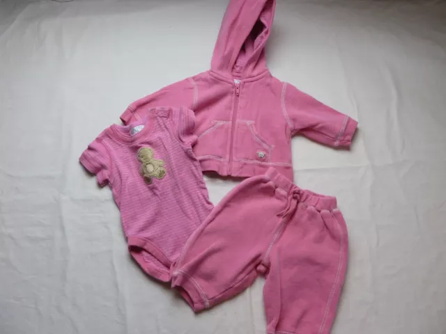 Childrens Place Girls Outfit 3 Pc Pants Hooded Jacket One Piece 3 - 6  Mos #6889