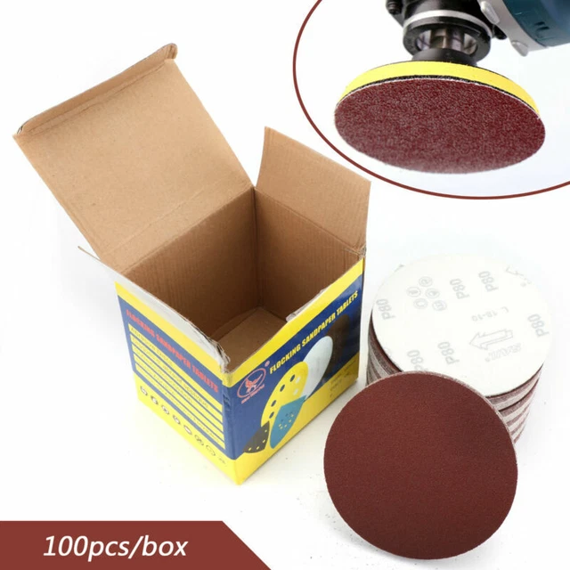 New 80 Grit 100PCS 6Inch DA Hook & Loop Sandpaper Sanding Discs Sand Sheet