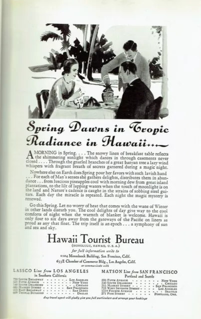 Hawaii Tourist Bureau Honolulu vintage original ad National Geographic Jan 1930