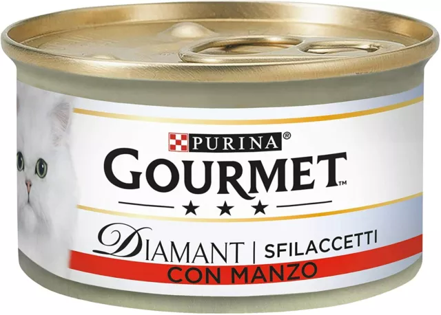 SCATOLETTE GATTO CIBO UMIDO PER GATTI PATE DIAMANT GOURMET CON MANZO 85gr PURINA