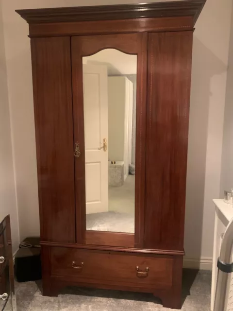 Antique Wardrobe Mahogany Edwardian Mirrored