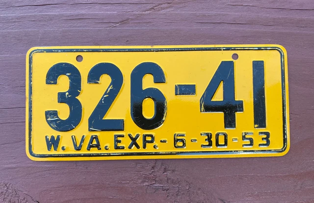 1953 West Virginia￼￼ ￼Wheaties metal bicycle license plate cereal premium Main