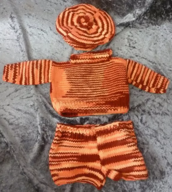 WOOL OUTFIT FOR TEDDY BEAR or VINTAGE DOLL, DOLL CLOTHING, DOLL OUTFIT