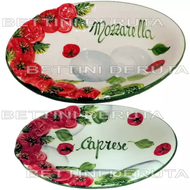 Vassoio piatto Caprese o Mozzarella in ceramica decorato e dipinto a mano