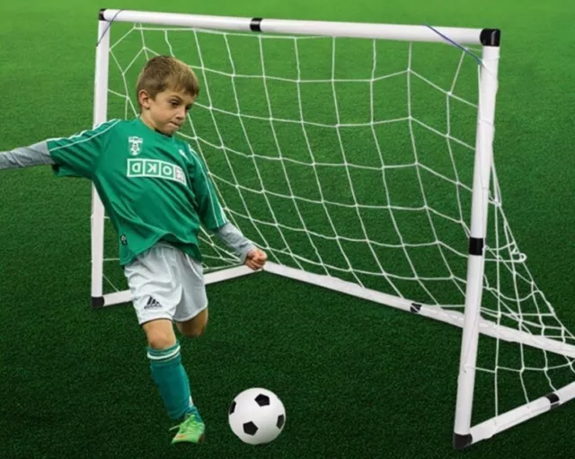 109CM Football Goal Post Net Soccer Posts Ball Pump Set Kids Training Girls Boys