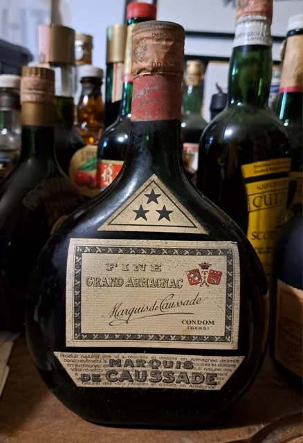 Rara Bottiglia Marquis De Caussade 3 Star Grand Fine Armagnac Condom 1960s