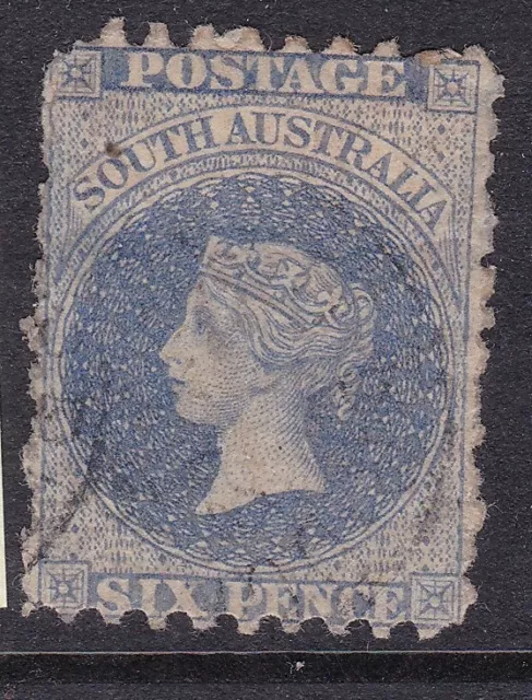 South Australia - 1870 SG106, 6d Prussian, large star wmk Perf 12x10 Good Used